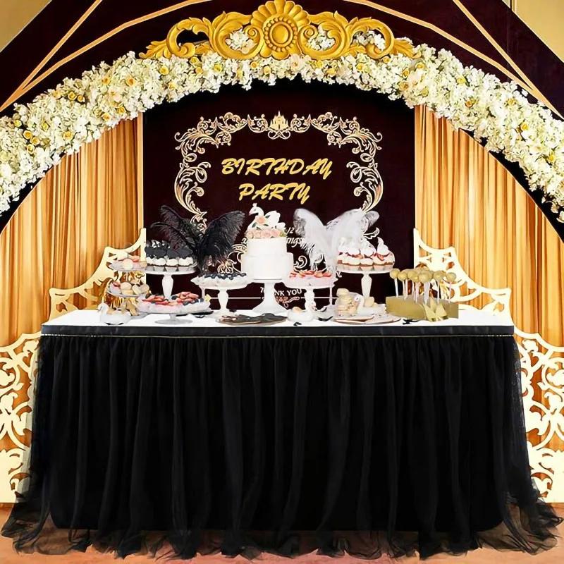 6/9/14 футов юбки для стола, юбка из тюля для дня рождения, юбка для стола из тюля для свадебной вечеринки, юбка для стола на детский праздник, свадебная вечеринка, домашний декор