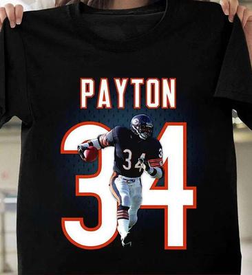 Walter Payton T-shirt Black Cotton Tee