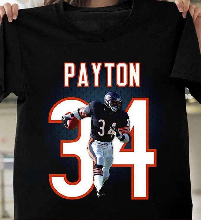 Walter Payton T-shirt Black Cotton Tee