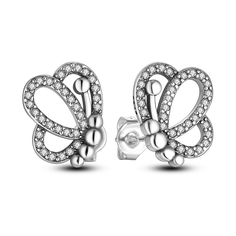 Тренд Новые Сверкающие Круглые Квадратные Серьги-гвоздики Звезда Бабочка для Женщин Девушек Серьги Серебристого Цвета для Подростков Роскошные Ювелирные Изделия