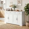 Buffet Cuisine 4 Tiroirs 4 Portes Style Shaker 140x38x80cm Blanc