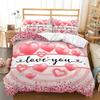Love Heart Valentine's Day 3D Duvet Cover Bedding Set Comforter Linen Pillowcases Wedding Decor For Couples Twin King Queen