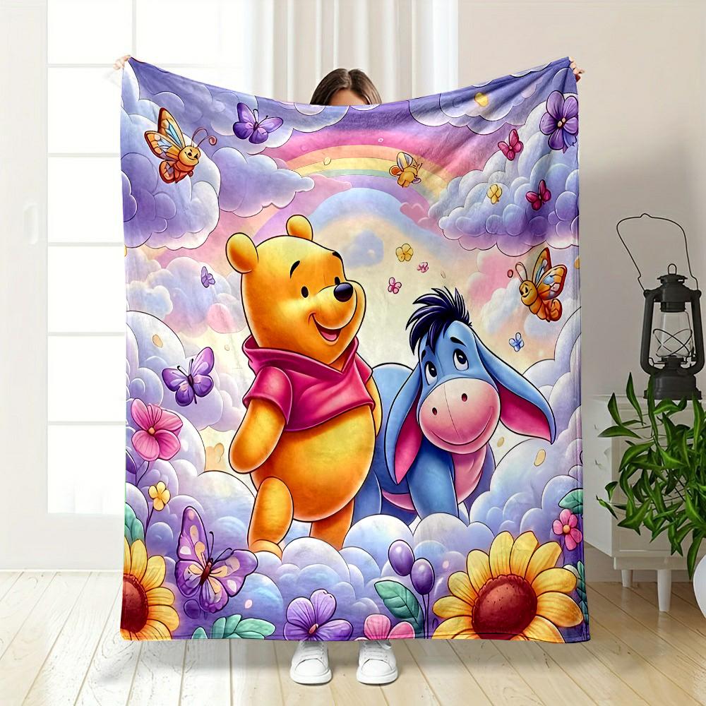 1PC Pooh Bear Eeyore Printed Blanket - Ultra Soft & Cozy Gift for Mom and Daughter Present, Lightweight for Bed, Couch & Travel