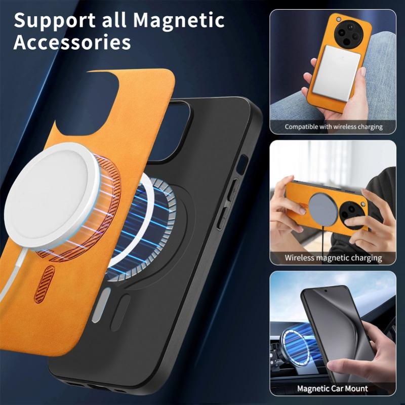 for Magsafe Leather Case for OPPO Find X8 Pro Matte Wireless Charging Protection Phone Cover for Find X8Pro X7 Ultra Shell