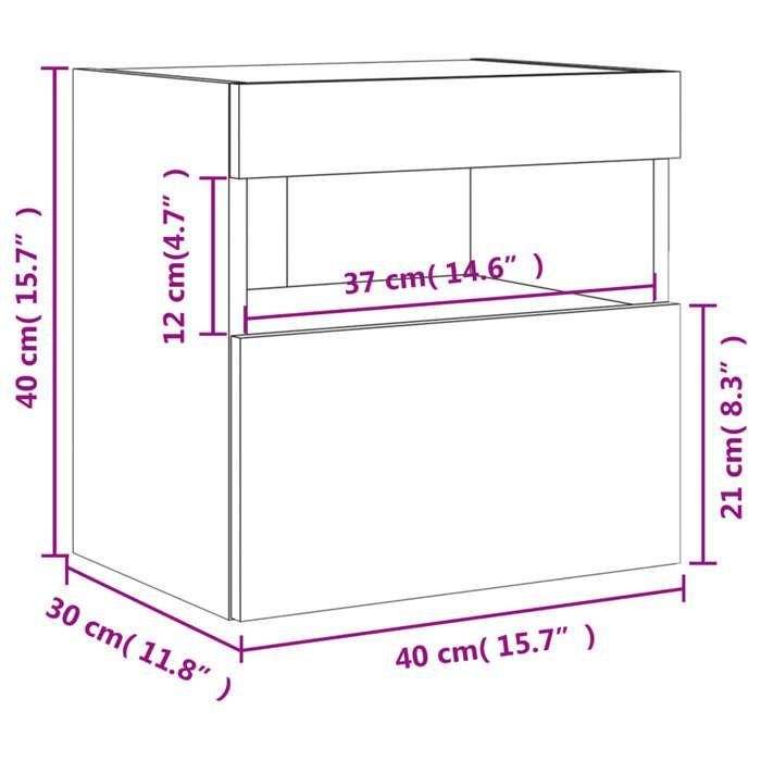 VidaXL Meuble TV Mural avec Lumières LED, Armoire de Télévision Suspendue avec Rangement, Meuble Télé Flottant Salon, 837169