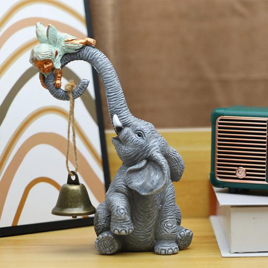 Украшение в виде слона Yousheng, миниатюрная статуя слона из смолы, украшение для дома, офиса, сада, сидящая фигурка слона, подарок для любителей слонов