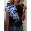 Women's Summer T-shirt Flower Pattern Clothing Round Neck Loose Top Fashion Short Sleeve Women's Party T-shirt 2024 New