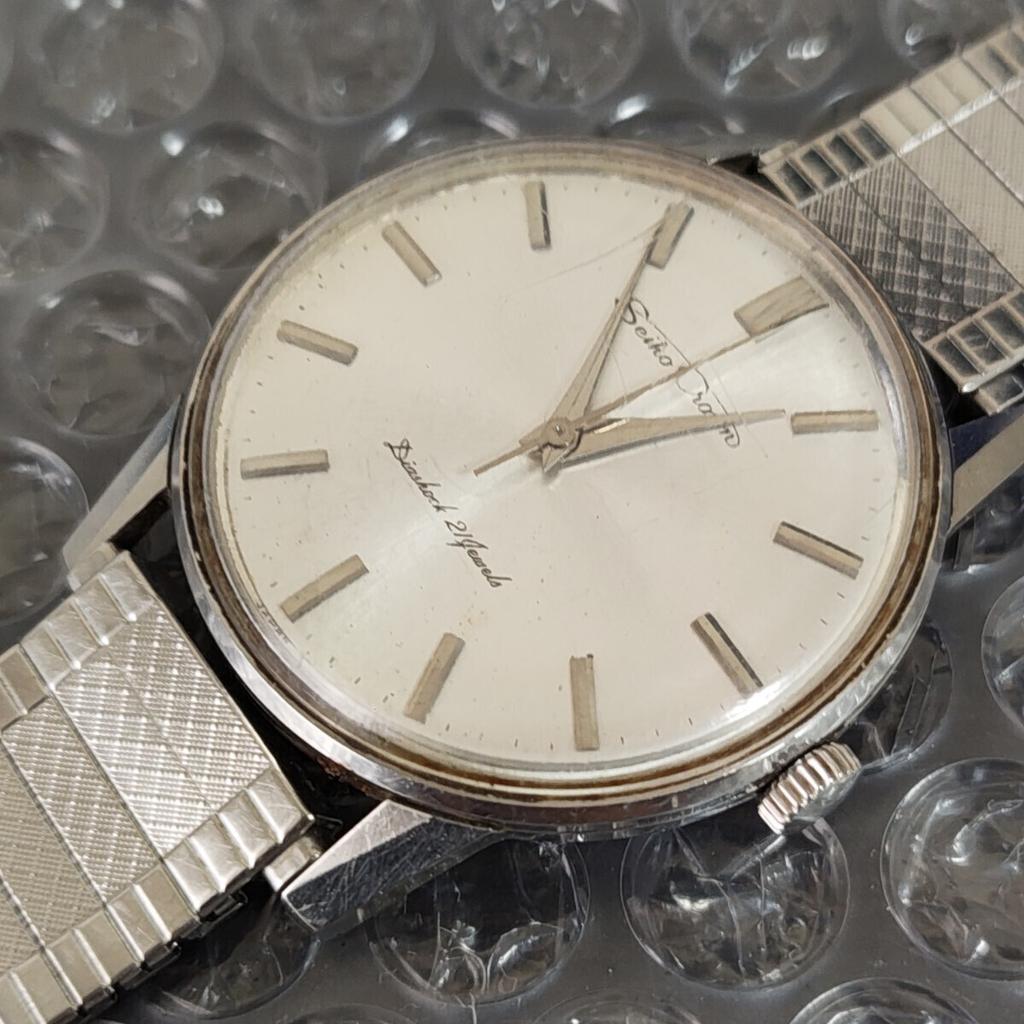 SEIKO 16002 Crown Diashock 21 камень Серебряный циферблат Часы с ручным заводом Управление [Рабочее состояние] Мужские (Часы K26P)