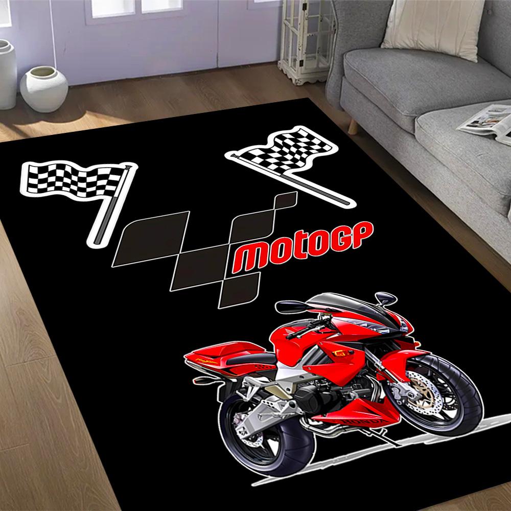 Нескользящие коврики на тему логотипа MotoGP со пламенем - Полиэстер, для декора дома, подходят для спален, гостиных, прихожих, студий и в качестве декоративных элементов