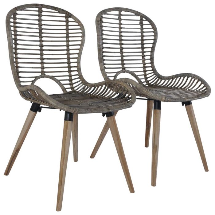 VidaXL 4x Chaises de Salle à Manger Rotin Naturel Marron Salon Cuisine Maison 246854