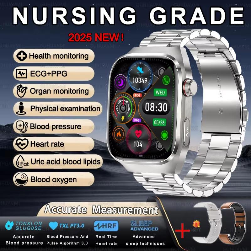 2025 New Uric Acid Blood Lipids Smart Watch Men ECG+PPG Blood Pressure Blood Oxygen Bluetooth Call Health Smartwatchs for IOS Android