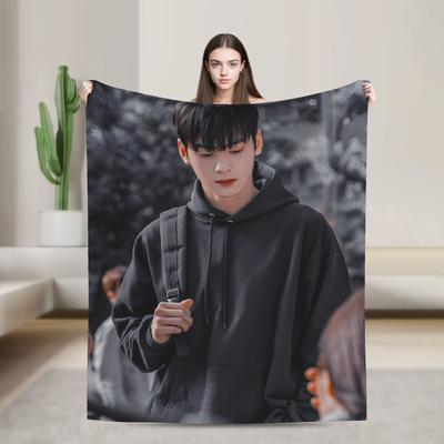 True Beauty Series Hwang In Youp Cha EunWoo Fleece Blanket Customized Throw Blanket for Bed Sofa Couch 125*100cm Bedspread