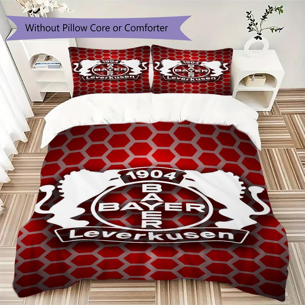 Bayer 04 Leverkusen Pattern Bedding uilt Set uilt Cover Pillowcase Home Decoration Birthday Gift (1 * duvet cover + 2 * pillowcase without core)