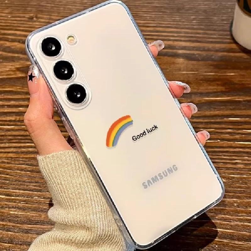 Подходит для чехла на мобильный телефон Samsung s26 Счастливая Радужная Галактика S25 прозрачный 24Ultra летний s23 + мягкий чехол