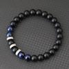 Stylish Men Bracelet 8mm Natural Volcanic Blue Howlite Tiger Eye Stone Beaded Braclet Retro String Braslet Casual Accessories
