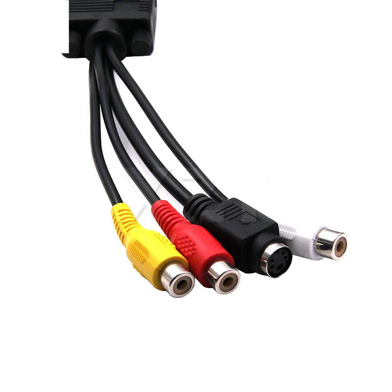 VGA Male to S-Video 3 RCA Jack Female Composite AV TV Out Adapter Converter Connector Video Cable for Laptop PC HDTV 5