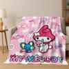 26 Style Cute My Melody Sanrio Flannel Blanket,Warm and Cozy Soft Throw Blanket for Home Bedroom Bed Sofa Travel Cover Kid Gift