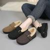 Birkenstocks Round Head Loafers Versatile Winter Velvet Soft-soled Doudou Shoes Versatile INS Fashion Cotton Shoes