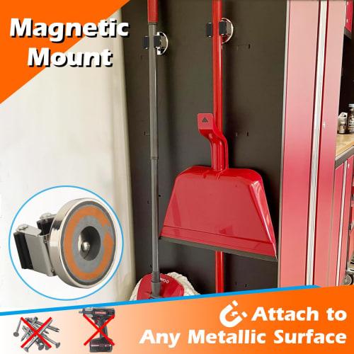 MUTUACTOR Heavy-Duty Magnetic Hooks, Strong Magnetic Mop Broom Holder, Wall Mount, No Drilling Required, Movable Broom Clip, Mop Rack for Garage, Kitc
