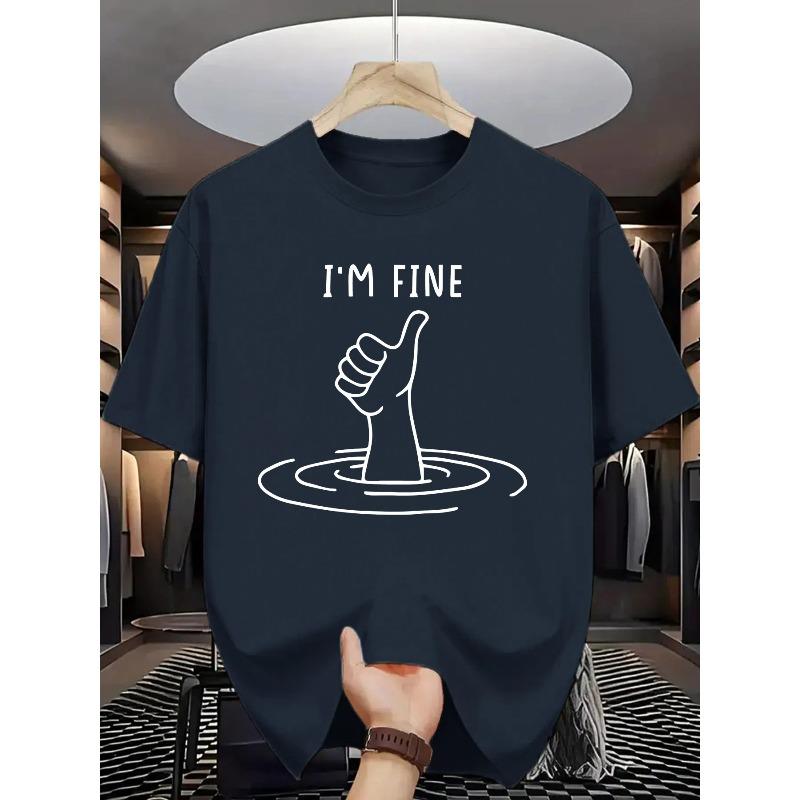 Уверенная и полная энергии, футболка с круглым вырезом "I'M FINE" стильная, простая, универсальная и удобная, идеально подходит для повседневной носки.