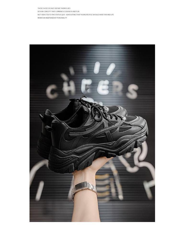 Весенние мужские дышащие белые сетчатые кроссовки - Модные повседневные кроссовки на толстой подошве для папы