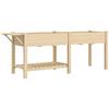 Planter on legs, square vegetable garden bed on legs, 2 troughs, shelf, lower shelf, 207 x 59 x 78 cm, natural wood