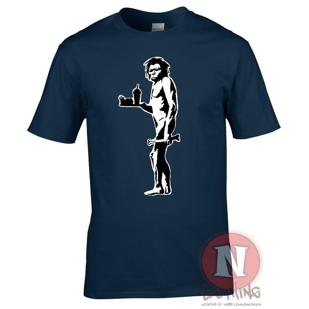 Banksy Caveunisex TShirt Fastfood Teeshirt Urban Stencil Art Graffiti Bristol Cool