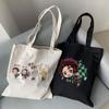 Japanese Anime Demon Slayer Women Bags Harajuku Funny Canvas Bag Cartoon Large Capacity Shopper Bag Casual Fashion Shoulder Bag