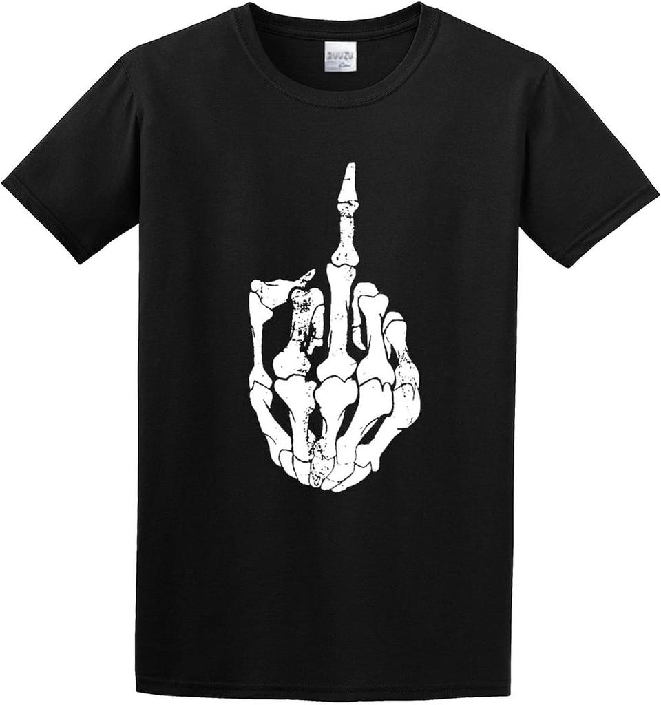Men's Oversized Gothic Clothing for with Skull Finger Simplicity Short Sleeve T Shirt Black