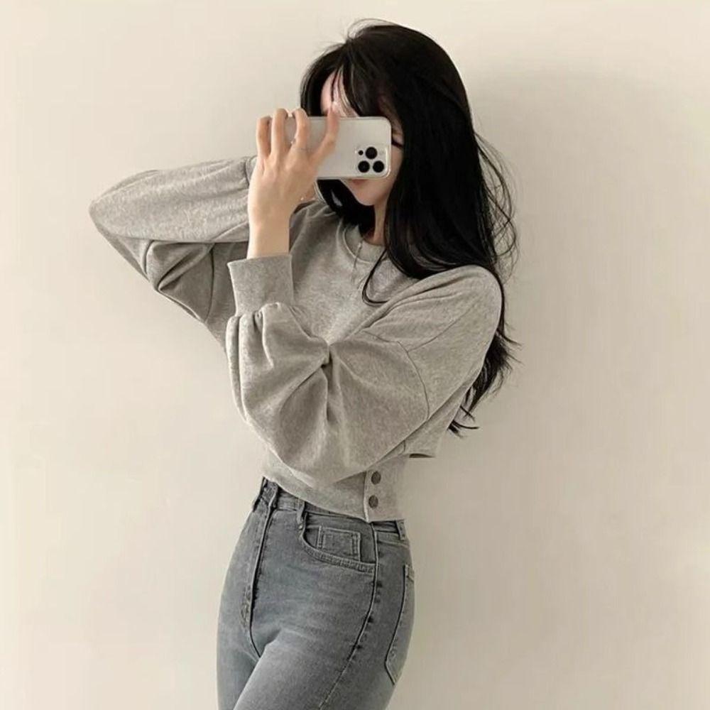 Толстовка пуловер Y2k с круглым вырезом, худи, женская, удобная, с длинным рукавом, весна-осень