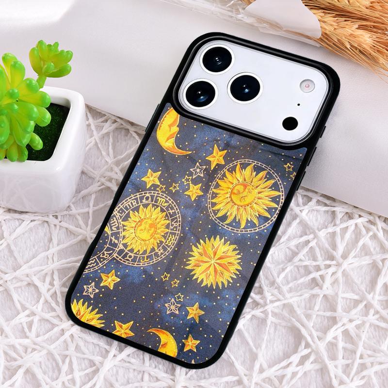 Ударопрочный чехол для телефона с изображением Солнца и Луны для iPhone 17 Air 16e 15 11 12 14 13 Pro Max Чехол Coque