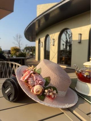 Flower flat top straw hat women, new summer outdoor travel visor, seaside vacation beach hat
