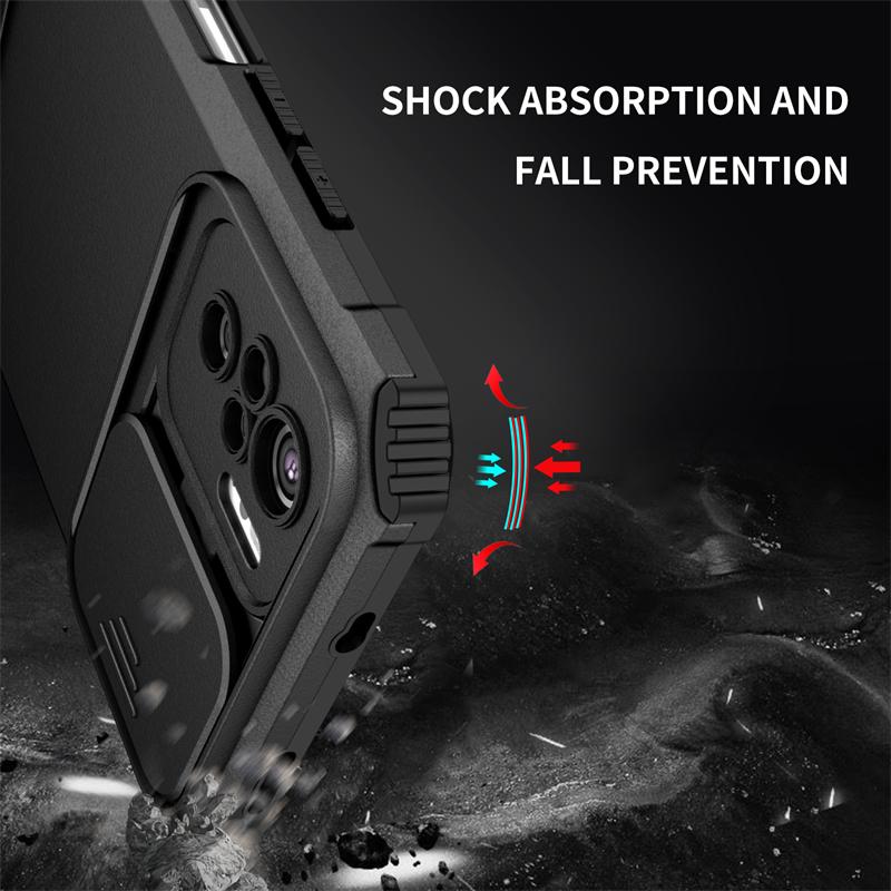 Для Xiaomi Poco M5S чехол Push Pull Camera Protection Phone Case для Poco M5S 4G M5 S M5S 6.43 Stand Противоударный бронированный чехол на заднюю панель