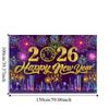 Shiny 2026 New Year Backdrop Banner Colorful Balloon Black Gold Photography Background Letter Champagne Celebration Banner Event