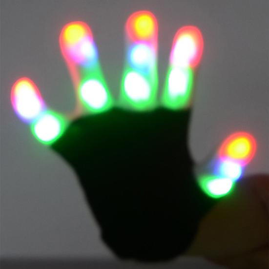 1 Pair Glowing Gloves LED Light Up Finger Gloves with 7 Color Dynamic Light Mode Breathable