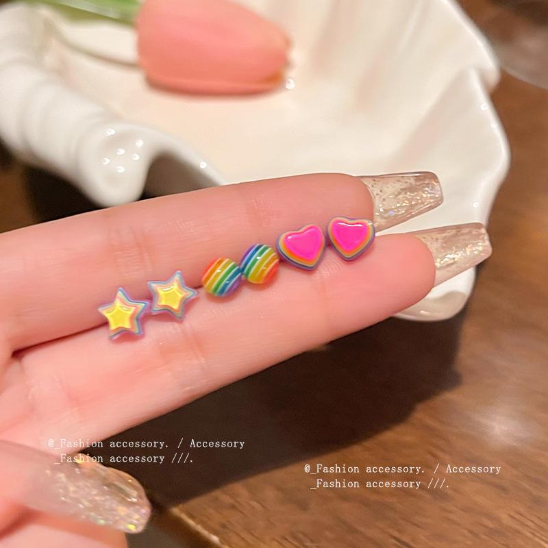 Набор серег Dopamine Candy Rainbow Star для женщин - модный дизайн о любви для студентов и влиятельных лиц