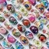 10 Pcs colorful cartoon floral pattern resin plastic children's ring ornaments