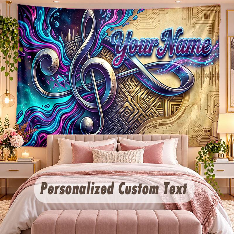 Music General (153) Theme Wall Tapestry Customized With Name Text Personalized Hanging Tapestry For Bedroom Living Room Decor