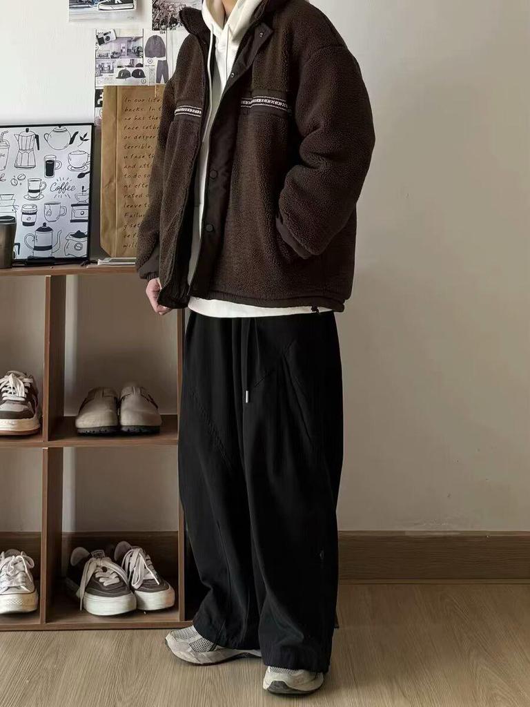 Мужские весенне-осенние свободные широкие прямые брюки в японском стиле