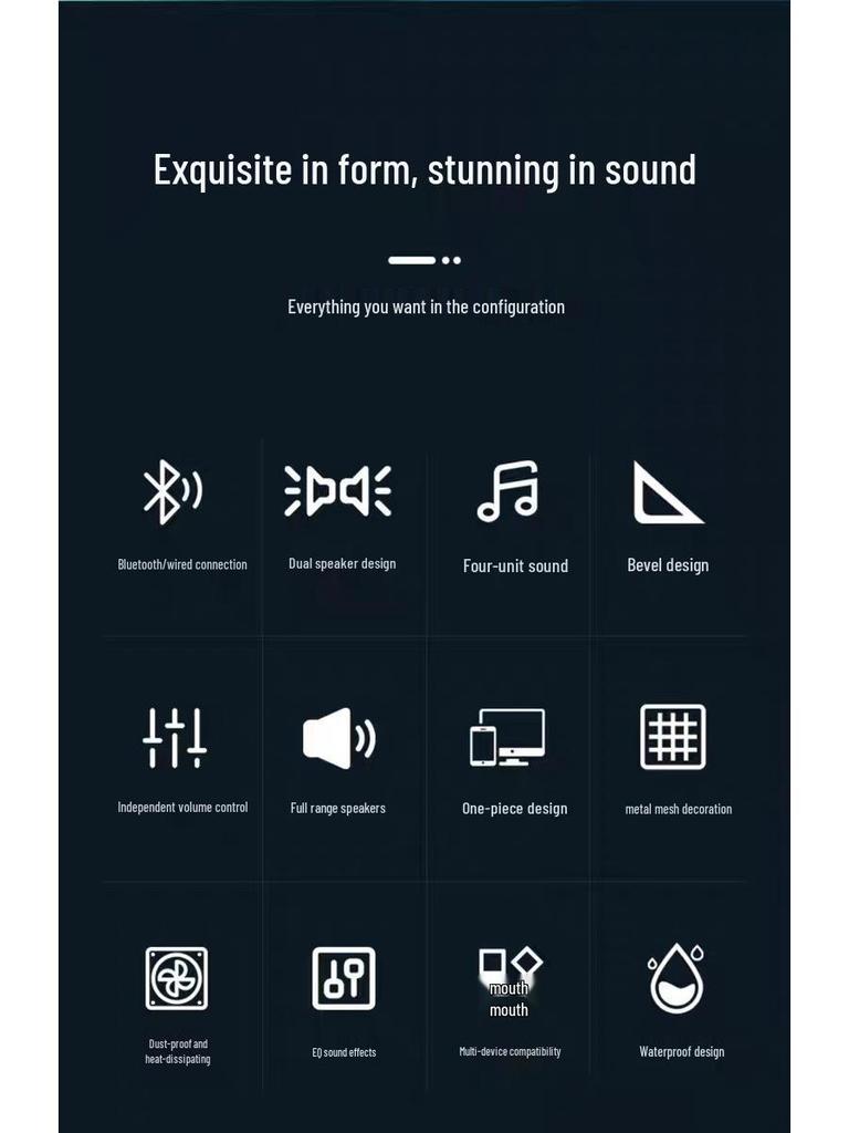 E3511 Long Strip Bluetooth Speaker with USB Wired Option and YSD-1002D Knob for Enhanced Bass
