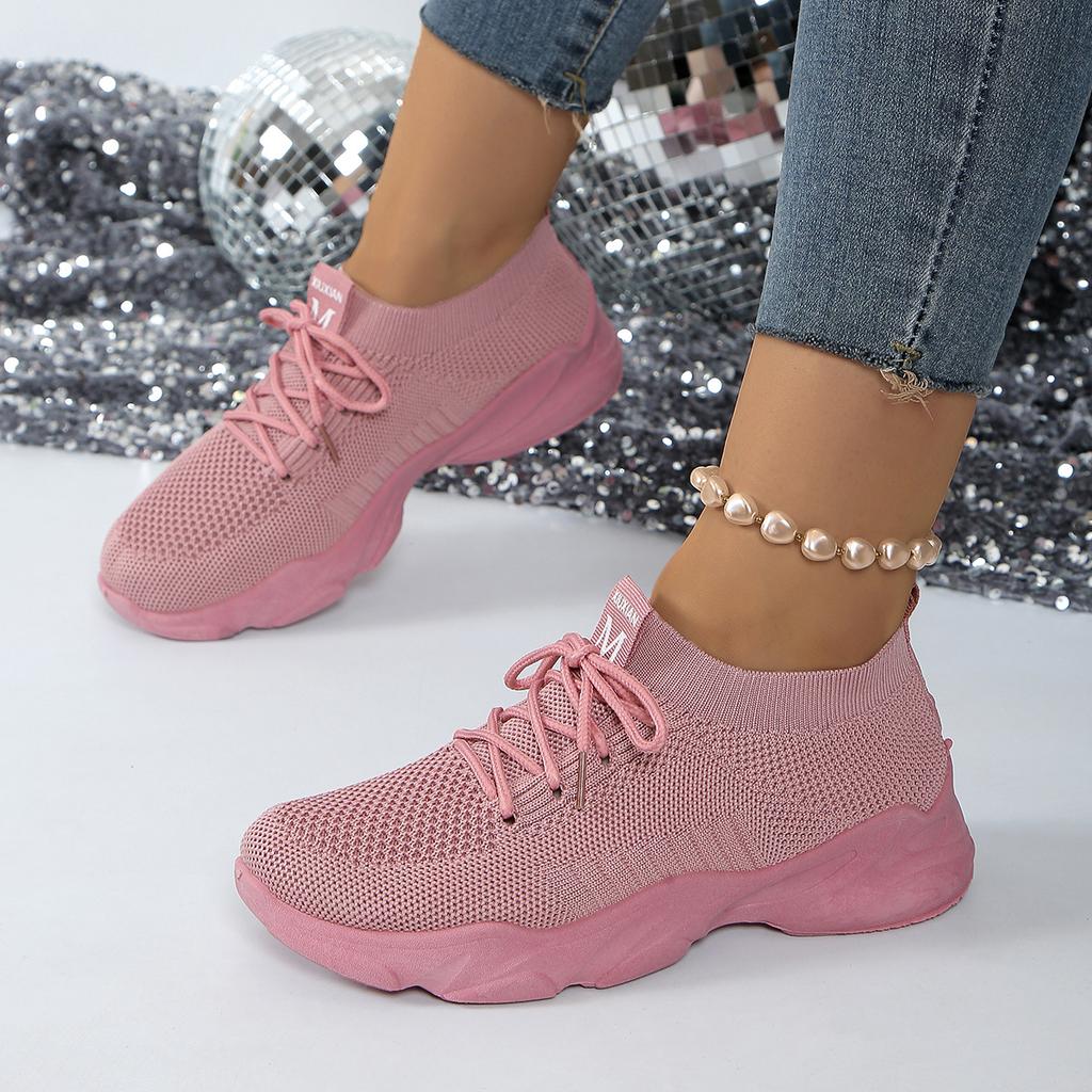 Fashion Women Mesh Breathable Casual Sneakers Lace-up Vulcanized Shoes Ladies Platform Sneakers Female Shoes Plus Size Zapatos De Mujer