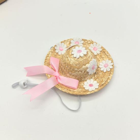 Мини-соломенные шляпы Миниатюрная соломенная шляпа ручной работы Вязаная ковбойская шляпа Кукольный домик Аксессуары для кукол Поделки Крыльцо Гусь