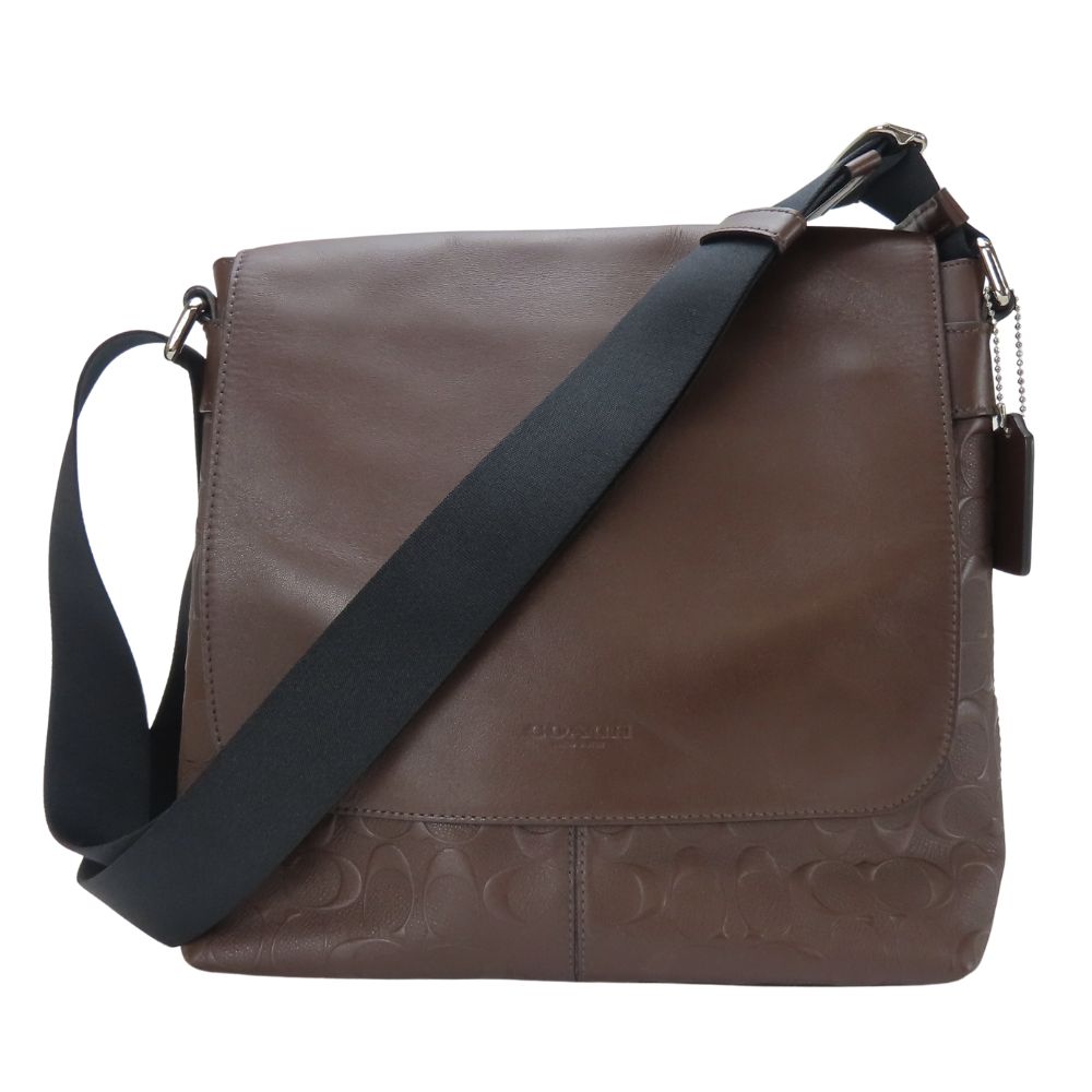 Used COACH Shoulder Bag F72220 Signature Leather Brown Embossing