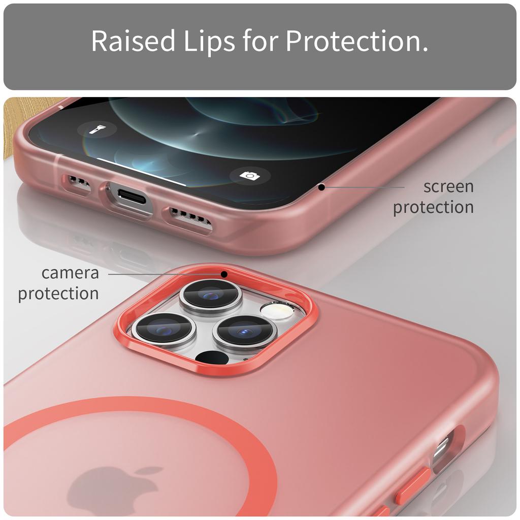For iPhone 12 Pro 6.1 inch/12 6.1 inch Translucent Matte Cover TPU+PC Phone Case Compatible with MagSafe