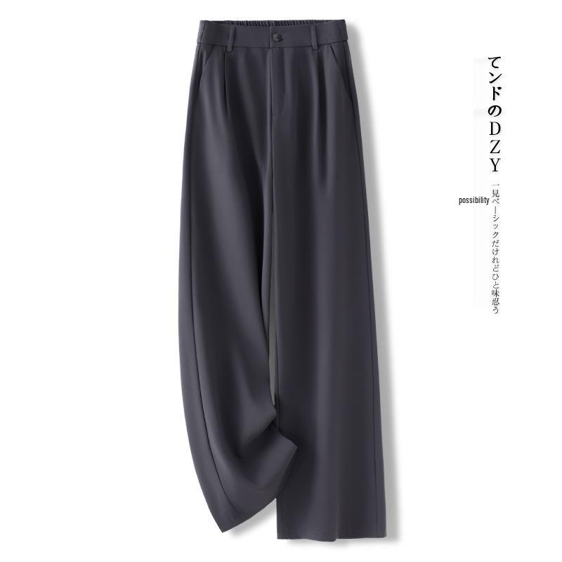 Серые повседневные брюки широкого кроя для женщин - Мода 2025, Идеально подходят для осени и весны, Брюки-костюм прямого кроя и в стиле «кэжуал»