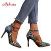 Fashion Aphixta 2025 Snake Prints Leather Pointed Toe 3.94 Inch Thin Heels Pumps Women Shoes Pimp Buckle Leisure Party Plus Size 50