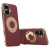 For iPhone 16 Case Compatible with MagSafe Leather TPU Back Cover with Hidden Kickstand