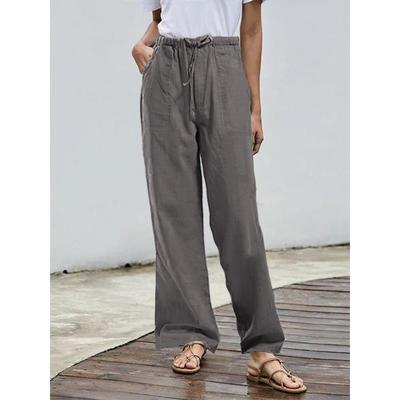 Летние женские повседневные однотонные брюки из хлопка и льна, свободные женские брюки большого размера, дышащие, универсальные, модные, уличные