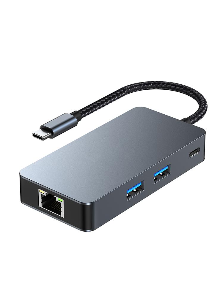 6 in 1 TYPE-C to RJ45 Gigabit USB 3.2 HDMI PD100W Interface Hub Adapter Dock