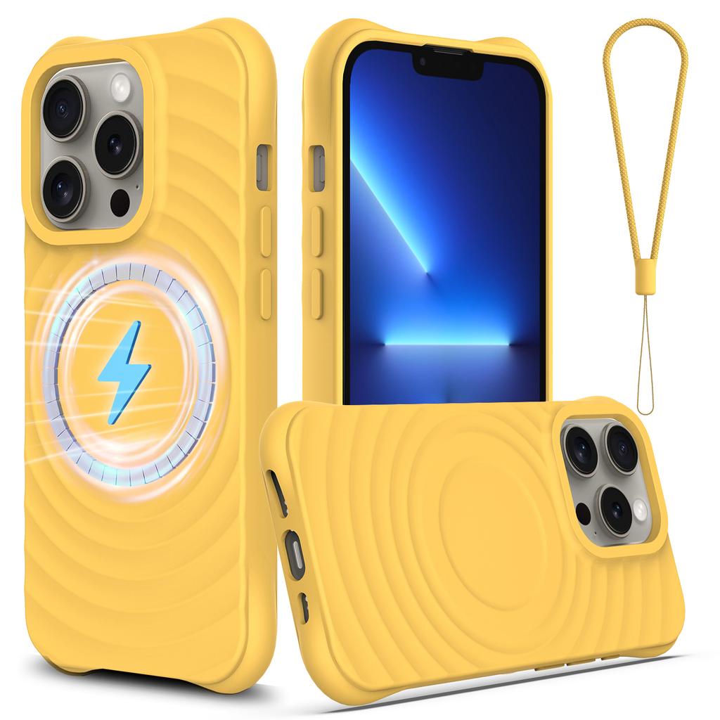 Для iPhone 13 Pro Max Магнитный чехол Текстурированный чехол из жидкого силикона для телефона с ремешком